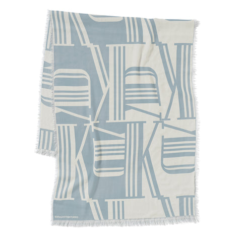 Wool Scarf Blue White