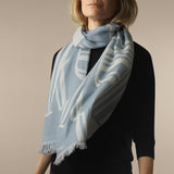 Wool Scarf Blue White