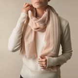 Wool scarf Pink White