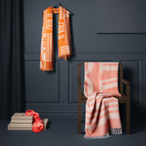 Wool scarf Orange White