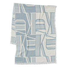 Wool Scarf Blue White