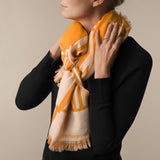 Wool scarf Orange White